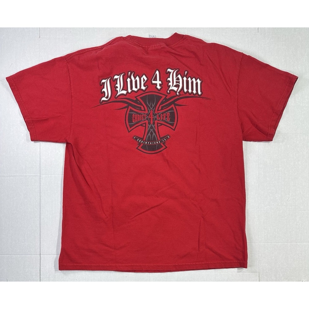 Vintage Jesus West Coast Choppers He Died 4 Me T Shirt Red Size L